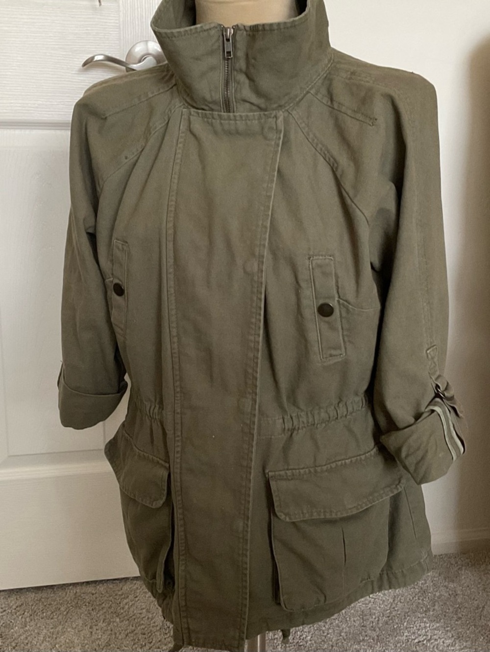 MATTY M Olive Green Military Anorak Utility JacketWomen's Casual Coat M